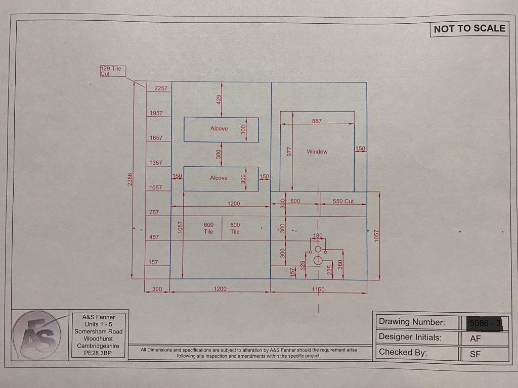 Our CAD Installation Boxing Wall Drawing - With Toilet Fixings
